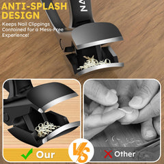 Nailysor built-in catcher no mess keeps clippings neatly contained.