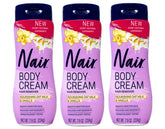 Nair Body Cream Hair Remover bottle highlights nourishing oats for silky skin.
