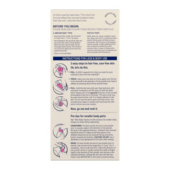 Nair Hair Remover Wax Ready-Strips back view highlighting no-warming benefit and quick use.