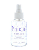 Nairobi Sheer Shine Enhancer bottle closeup highlighting gloss and hydration.