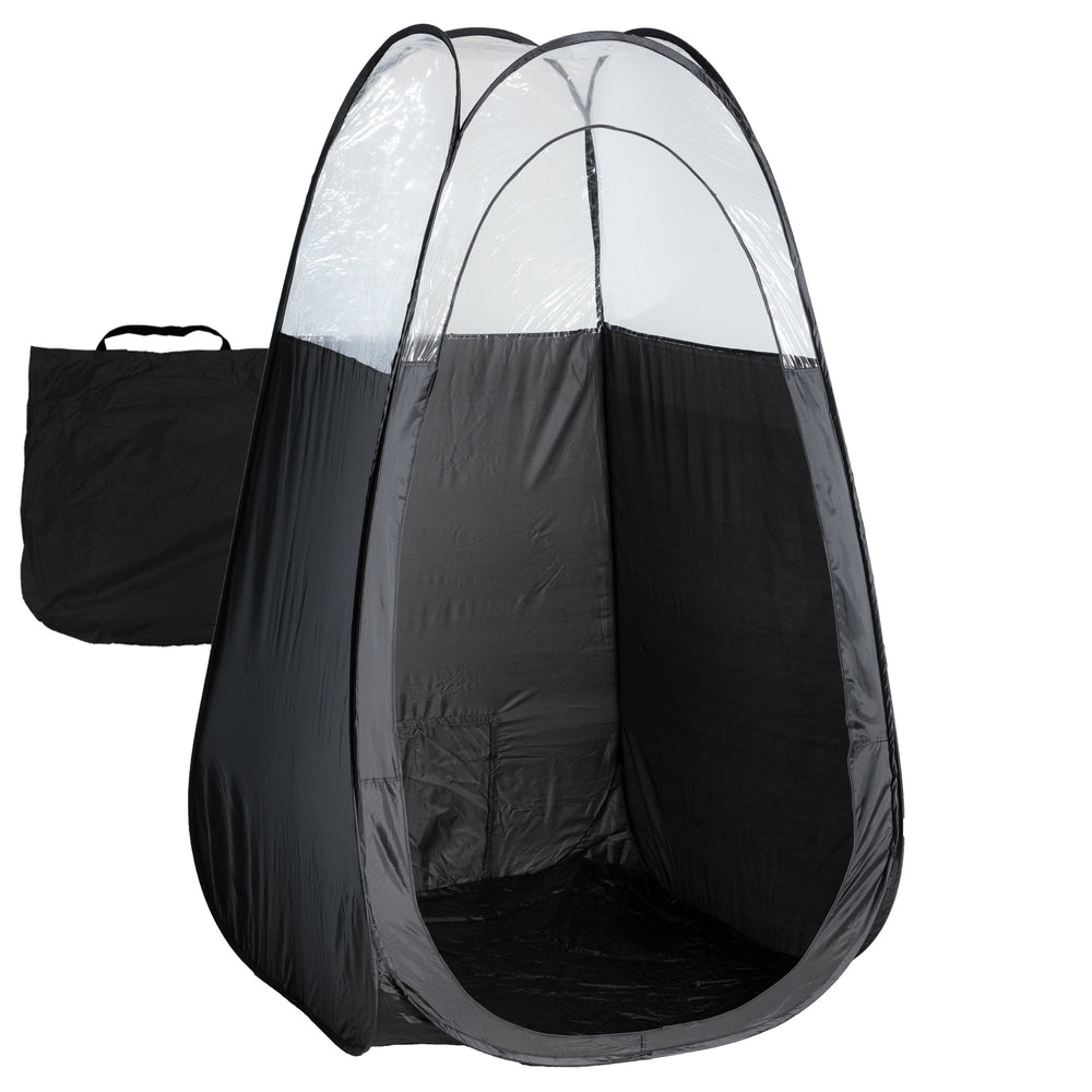 Naked Sun Black Spray Tan Tent open top view enhances light for even color