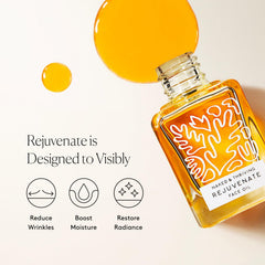 Naked & Thriving Rejuvenate bottle glows with a golden radiance.