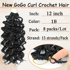 Naniciar Gogo Curl Crochet Hair 12 inch 15-strands per pack for full coverage
