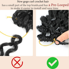Naniciar Gogo Curl Crochet Hair 12 inch pre looped top for easy install