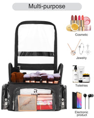 NAONAYA makeup brush case front pocket with mesh slot for compact palettes.
