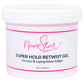 NappStar Super Hold Retwist Gel bottle for strong locs hold and edge control.