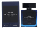 Narciso Rodriguez Bleu Noir bottle close-up highlights versatile masculine fragrance for daily wear.