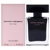 Narciso Rodriguez For Her 1oz bottle front view—everyday elegance