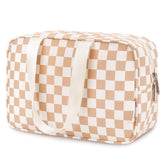 Narwey large checkered travel toiletry bag with handle for easy travel organization