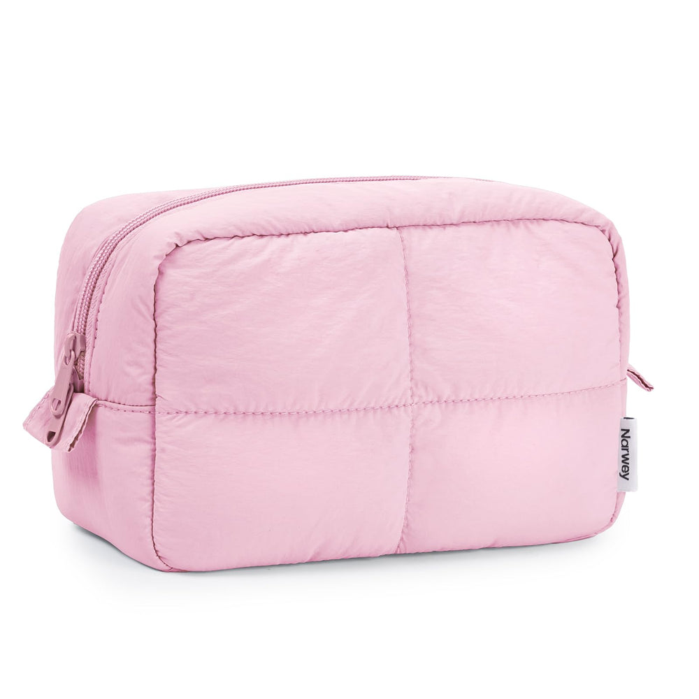 Narwey Puffy makeup bag front view demonstrates compact travel-friendly design.