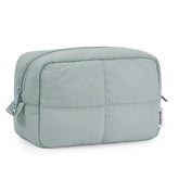 Narwey Puffy makeup bag sage green top view showing compact travel-ready design.