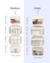 Narwey striped travel toiletry bag greyish blue stripe four compartments keep cosmetics organized.