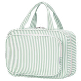 Narwey striped travel toiletry bag large mint green front view showing color and size for organized travel