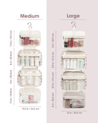 Narwey toiletry bag large compartments with mesh pockets keep items upright and organized.
