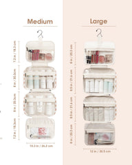 Narwey travel toiletry bag large hanging hook enables easy access in bathrooms or hotel rooms.