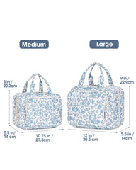 Narwey bag little blue flower large open compartments for organized cosmetics and toiletries