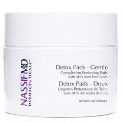NassifMD Gentle Detox Pads packaging showcases premium, dermatologist-tested skincare.