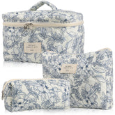NATINSA cute makeup bag set with large and small bags for easy organization on the go.