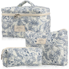 NATINSA cute makeup bag set with large and small bags for easy organization on the go.