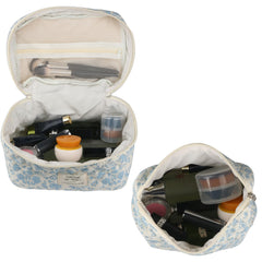 NATINSA quilted makeup bag with brush slot keeps brushes neatly in reach.