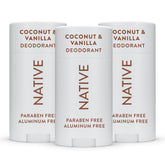 Native aluminum-free deodorant bottle; gentle formula for all-day freshness.