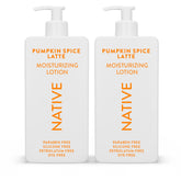 Native Body Lotion pumpkin spice latte bottle showcasing rich hydration for dry skin.