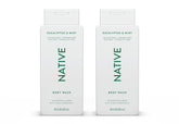 Native Body Wash eucalyptus mint bottle shows natural ingredients for daily freshness and hydration