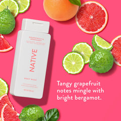 Native Body Wash Grapefruit Bergamot scent image conveys uplifting aroma