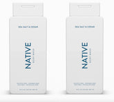 Native body wash Sea Salt Cedar bottle highlights 18 oz size for daily cleansing