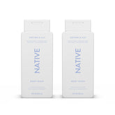 Native Cotton & Lily body wash bottle shows refreshing cleanse and skin-softening formula.