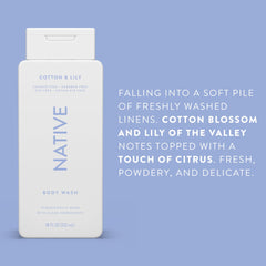 Native Cotton & Lily shower foam demonstrates a vegan, cruelty-free cleanse experience.