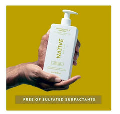 Native Curl Care coconut milk turmeric conditioner bottle front highlighting moisture without weigh-down for waves