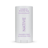 Native Deodorant Lilac & White Tea bottle close-up showing aluminum-free daily freshness