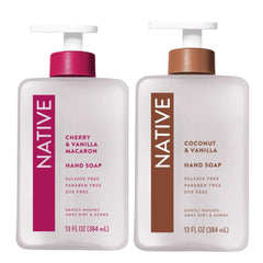 Native Hand Soap Set cherry-vanilla-macaron bottle close-up for gentle cleanse