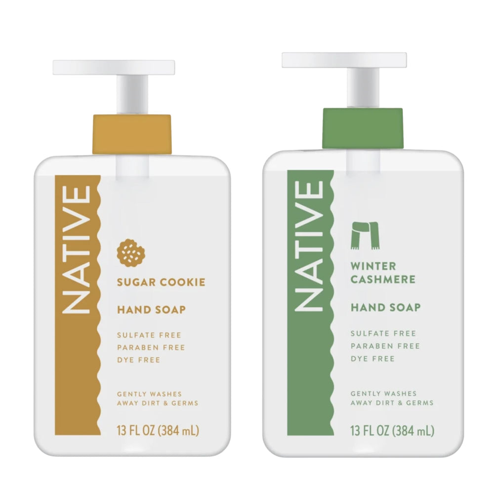 Native Holiday Hand Soap Set sugar cookie bottle pump offers a cozy festive aroma.