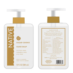 Native Sugar Cookie lather provides rich cleanse with lemon zest hint.