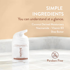 Native moisturizer ingredient highlight featuring Vitamin B3 for balanced-looking skin
