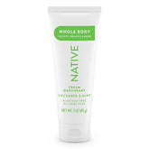 Native Whole Body Deodorant Cream jar shows creamy texture for gentle odor protection.
