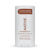 Native Whole Body Deodorant Stick coconut vanilla travel-friendly packaging for on-the-go use