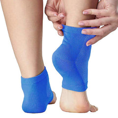 NatraCure vented gel heel sleeves Royal Blue, three-pair pack closeup