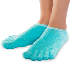 NatraCure 5-Toe Gel Lined Socks with Aloe and Shea for soft feet overnight.