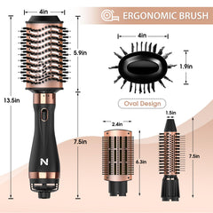 Natrial hair dryer brush ceramic coating delivering even heat and reduced frizz