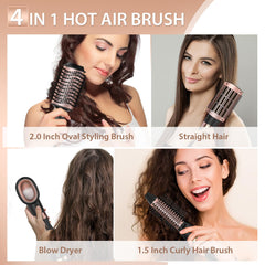 Natrial hair dryer brush in action drying and shaping hair.