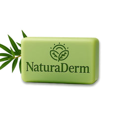 Natura Derm Tea Tree Face Soap bar closeup for refreshing cleanse on sensitive skin.