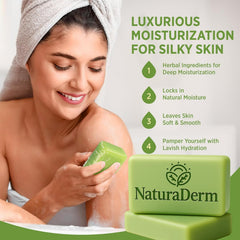 Natura Derm Tea Tree Soap applied on face delivers a clean, revitalized feel.