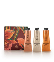 Natura Ekos hand cream trio packaging, ideal for gifting and travel hydration.