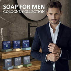 Natural American Men’s Soap woodsy cologne scent closeup evokes masculine aroma for daily refresh.