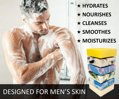 NATURAL AMERICAN SOLDIER closeup ingredients show shea butter and charcoal.
