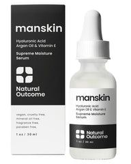 Natural Outcome Man Skin Supreme Moisture Serum bottle highlights deep hydration