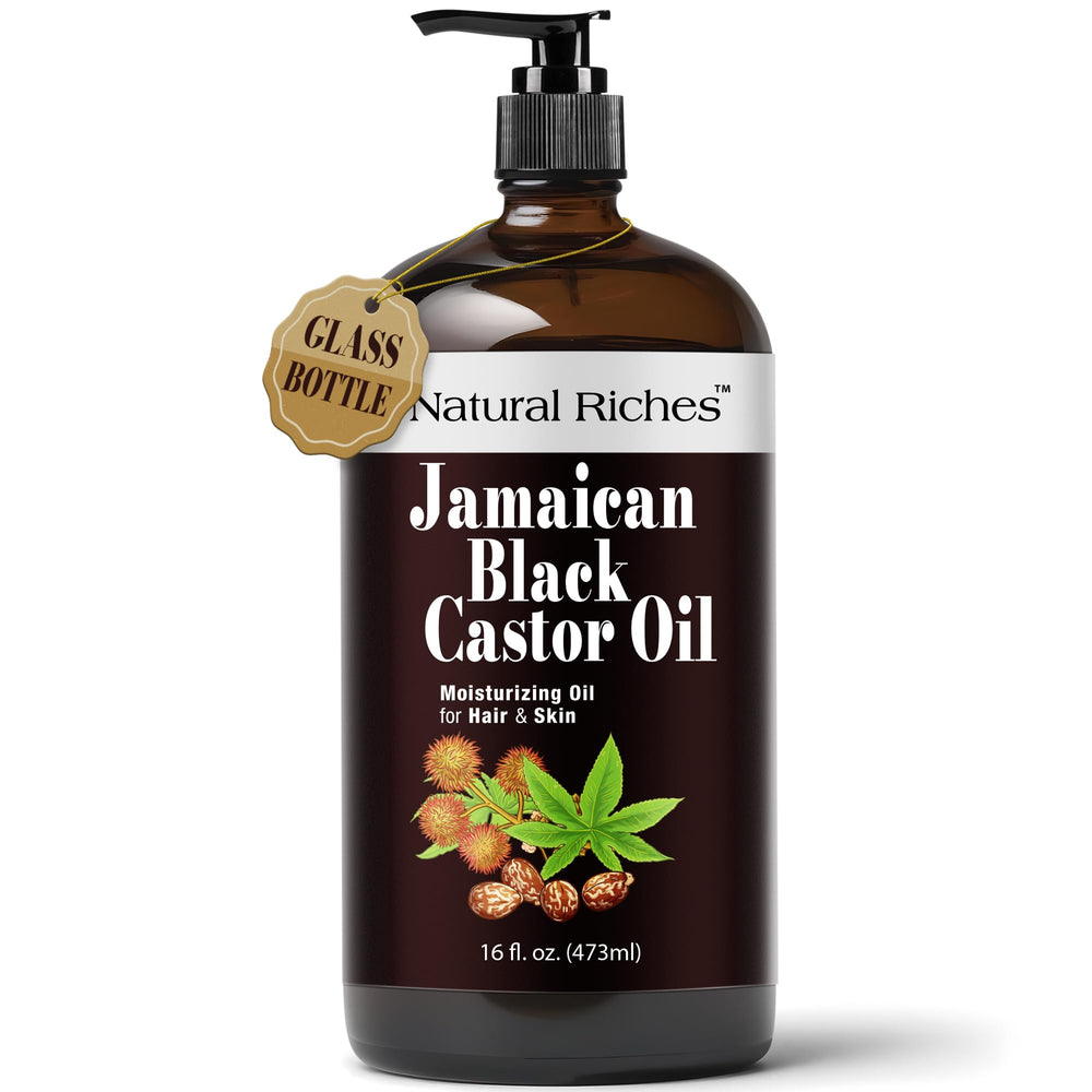Natural Riches Jamaican Black Castor Oil bottle for hair and skin care benefits